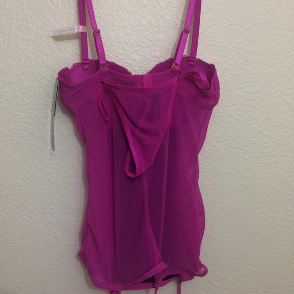 Daisy Fuentes 2-pc Lace Bustier Lingerie Set Pink - Picture 9 of 15